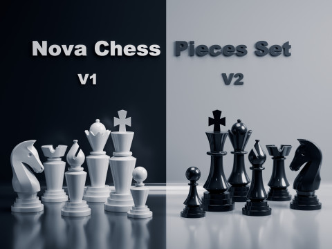 Ensemble de pièces d'échecs Nova Modèles 3D en vedette