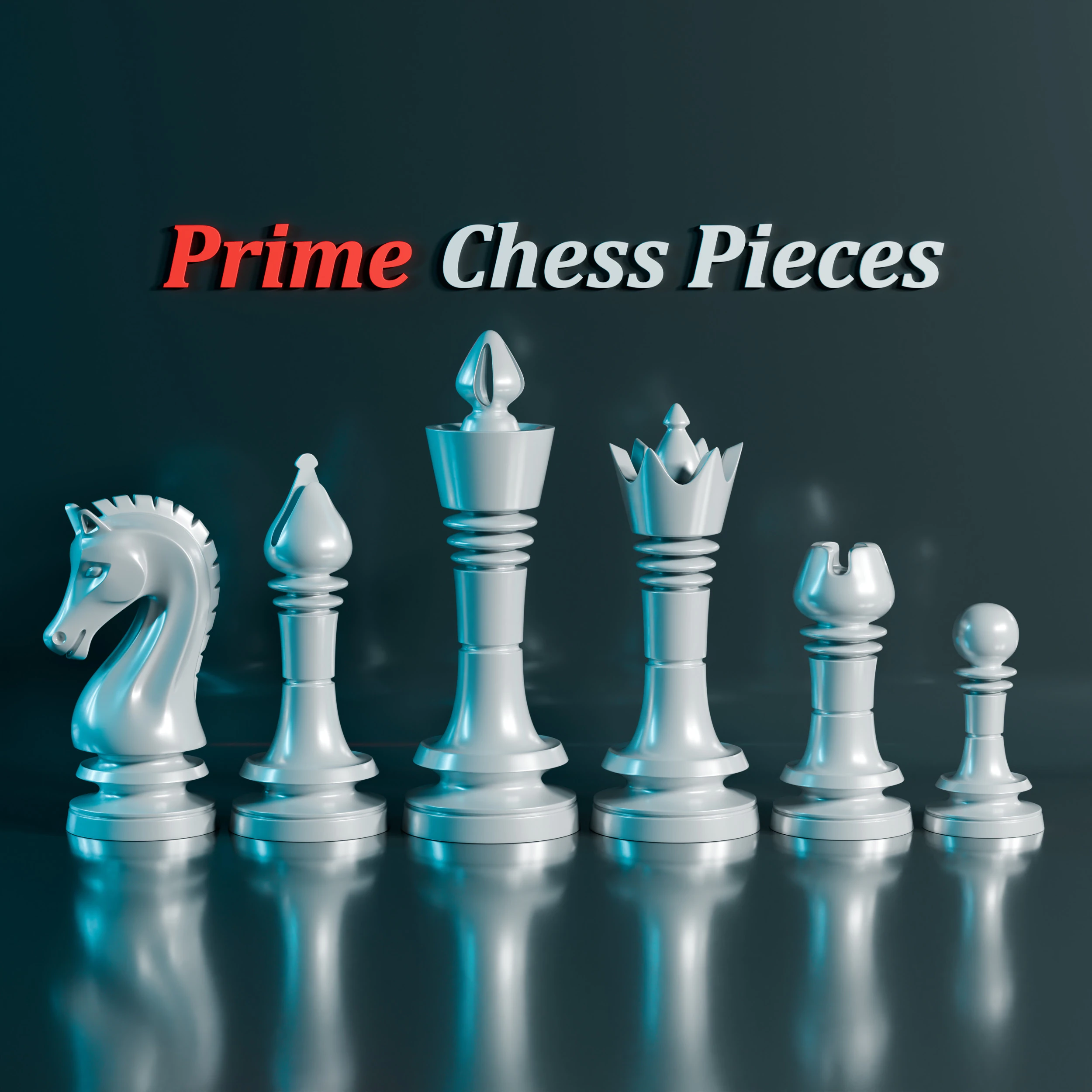 Prime Chess Pieces Set 3D Print Model .c4d .max .obj .3ds .fbx .stl .blend 