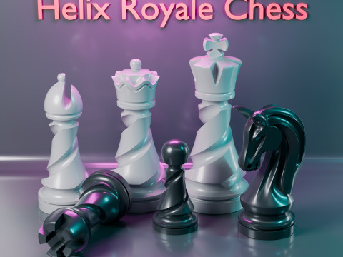 Helix Royale Chess Pieces 3D Print Model