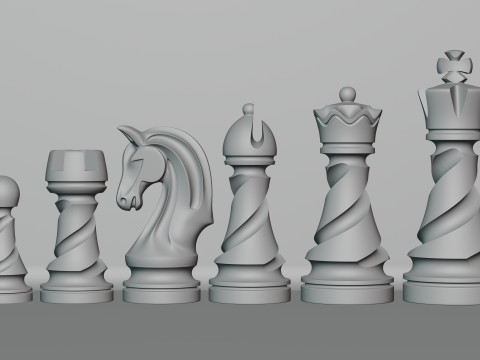 Helix Royale Chess Pieces 3D Print Model