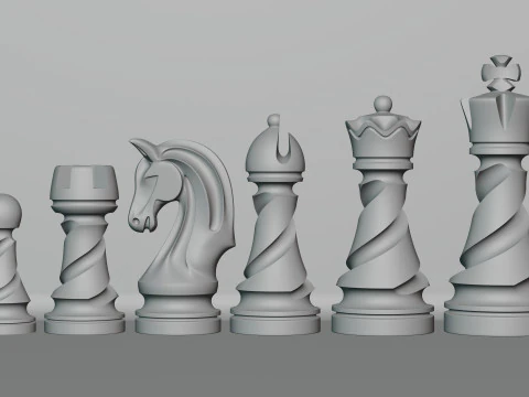 Helix Royale Chess Pieces 3D Print Model