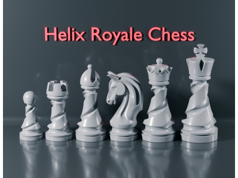 Helix Royale Chess Pieces 3D Print Model
