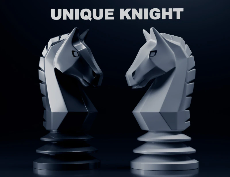 Уникальная шахматная фигура рыцаря 3D Принт Модель .c4d .max .obj .3ds .fbx .stl .blend