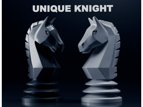 Pièce d'échecs de chevalier unique Modèles 3D en vedette
