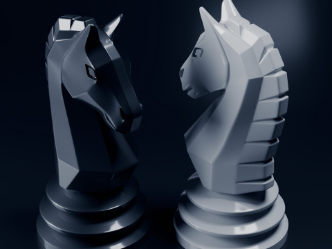 Bidak Catur Ksatria yang Unik Model Cetak 3D