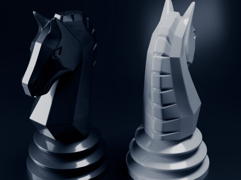 Bidak Catur Ksatria yang Unik Model Cetak 3D