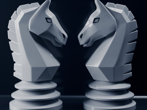 Bidak Catur Ksatria yang Unik Model Cetak 3D