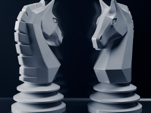 Bidak Catur Ksatria yang Unik Model Cetak 3D