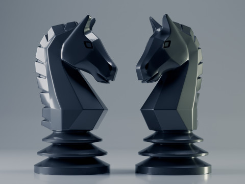 Bidak Catur Ksatria yang Unik Model Cetak 3D