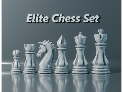 Elite Chess Pieces Set 3D Print Model