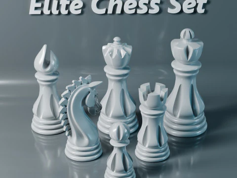 Elite Chess Pieces Set 3D Print Model