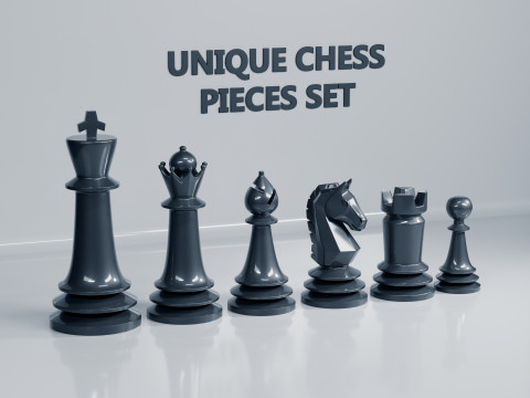 Benzersiz Satranç Taşları Seti 3D Baskı Modeli