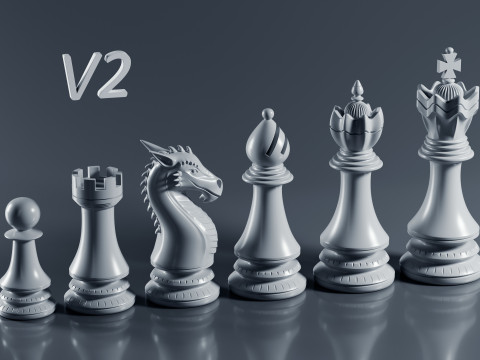 Dragons Knight Schachfiguren-Set 3D Druckmodell