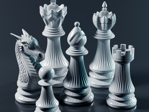 Dragons Knight Schachfiguren-Set 3D Druckmodell