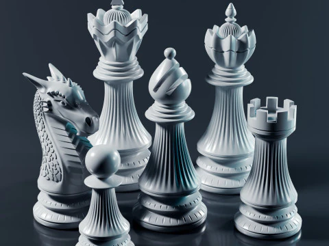 Dragons Knight Chess Pieces Set 3D Print Model