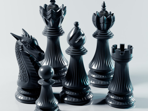 Dragons Knight Schachfiguren-Set 3D Druckmodell