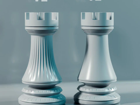 Dragons Knight Chess Pieces Set 3D Print Model