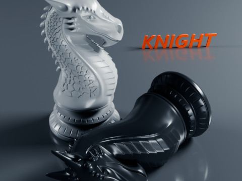 Dragons Knight Schachfiguren-Set 3D Druckmodell