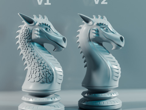 Dragons Knight Schachfiguren-Set 3D Druckmodell