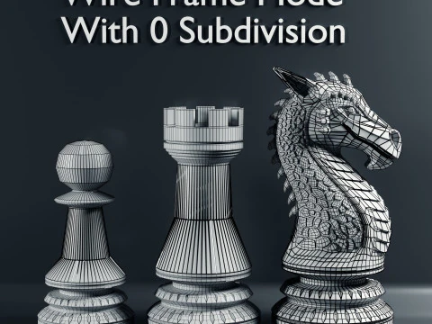 Dragons Knight Chess Pieces Set 3D Print Model