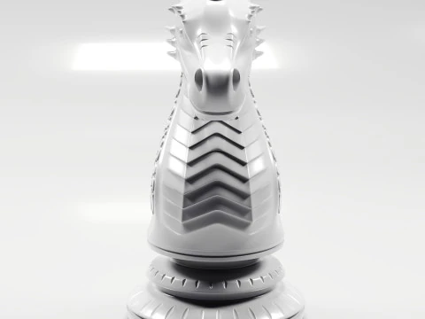 Dragons Knight Chess Pieces Set 3D Print Model