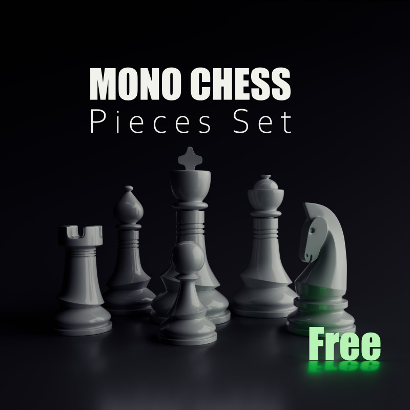 Mono Chess Pieces Set 3D Print Model .c4d .max .obj .3ds .fbx .stl .blend 