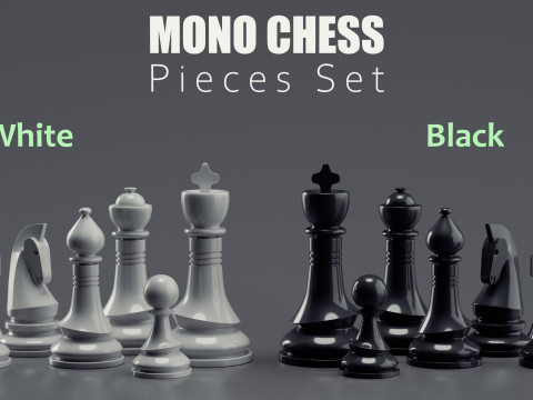 Mono Chess Pieces Set 3D Print Model