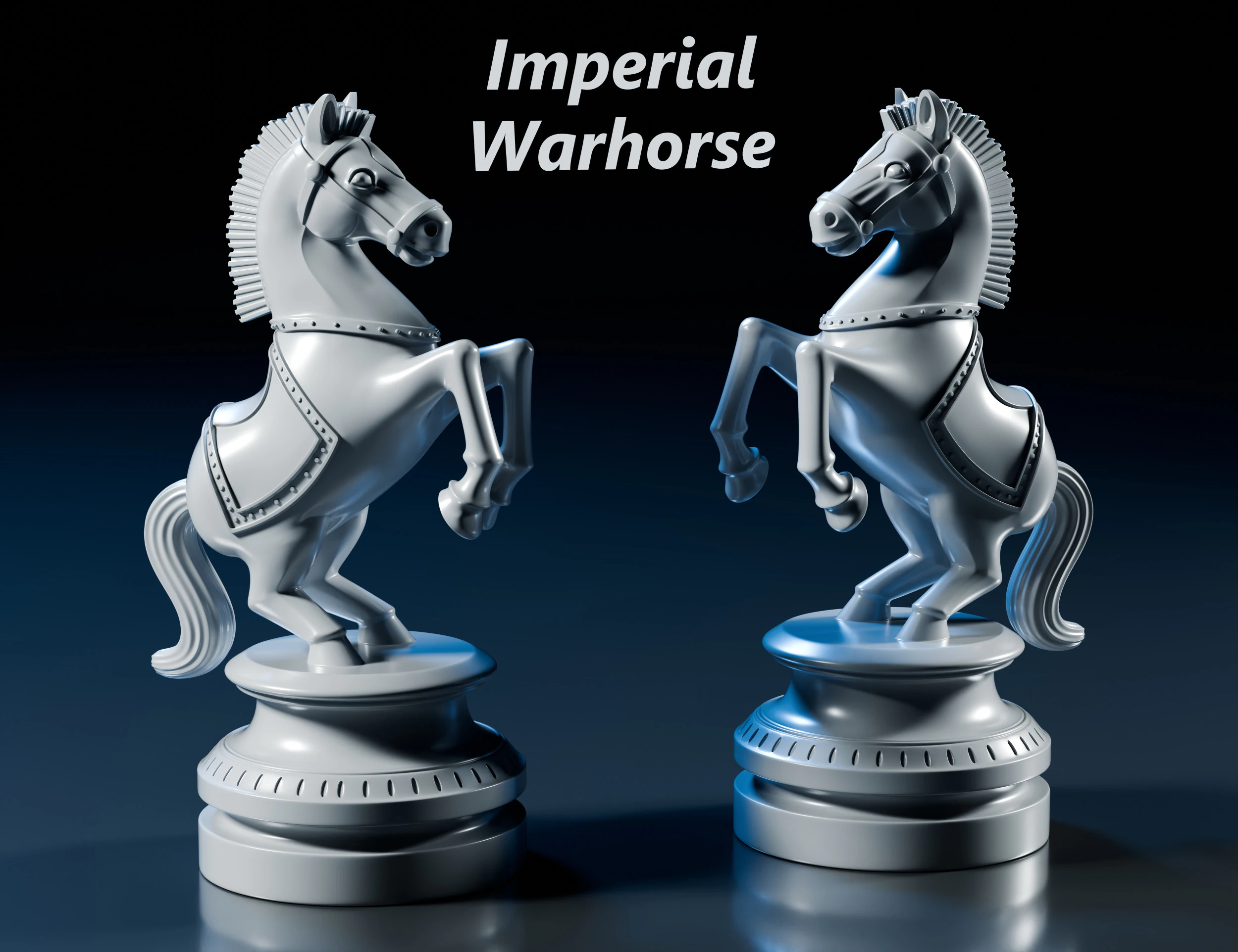 Imperial Warhorse Chess Knight Piece 3D Print Model .c4d .max .obj .3ds .fbx .stl .blend 