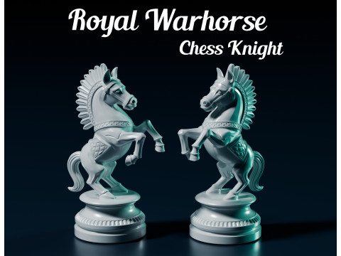 Royal Warhorse Chess Knight Piece 3D Print Model