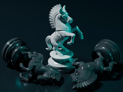 Royal Warhorse Chess Knight Piece 3D Print Model