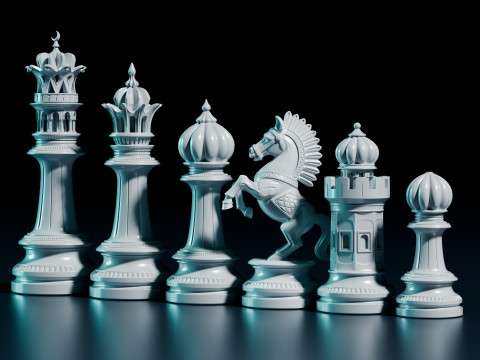 Set Bidak Catur Mughal Model Cetak 3D