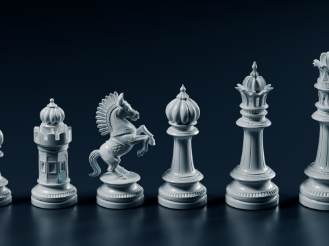 Set Bidak Catur Mughal Model Cetak 3D