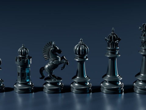 Set Bidak Catur Mughal Model Cetak 3D