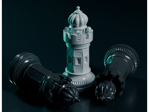 Set Bidak Catur Mughal Model Cetak 3D