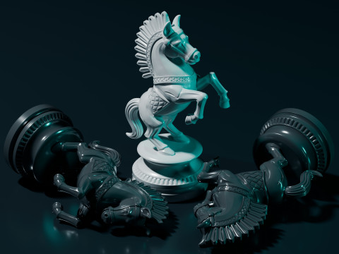 Set Bidak Catur Mughal Model Cetak 3D