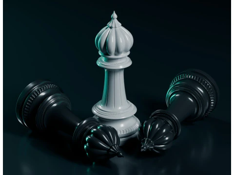 Mughals Chess Pieces Set 3D Print Model