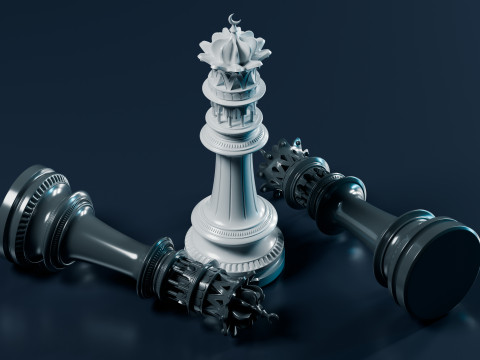 Set Bidak Catur Mughal Model Cetak 3D