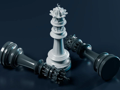 Mughals Chess Pieces Set 3D Print Model