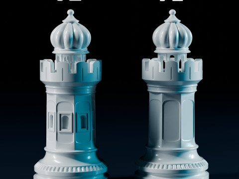 Set Bidak Catur Mughal Model Cetak 3D