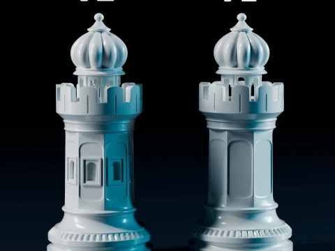 Mughals Chess Pieces Set 3D Print Model