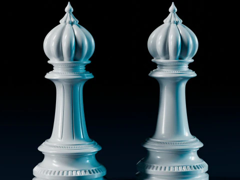 Mughals Chess Pieces Set 3D Print Model