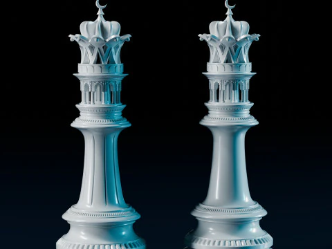 Mughals Chess Pieces Set 3D Print Model