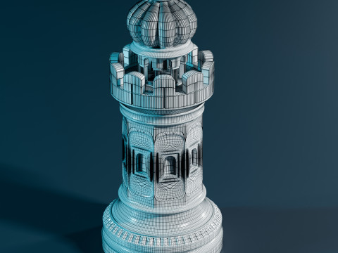 Set Bidak Catur Mughal Model Cetak 3D