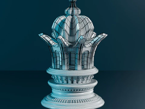 Mughals Chess Pieces Set 3D Print Model