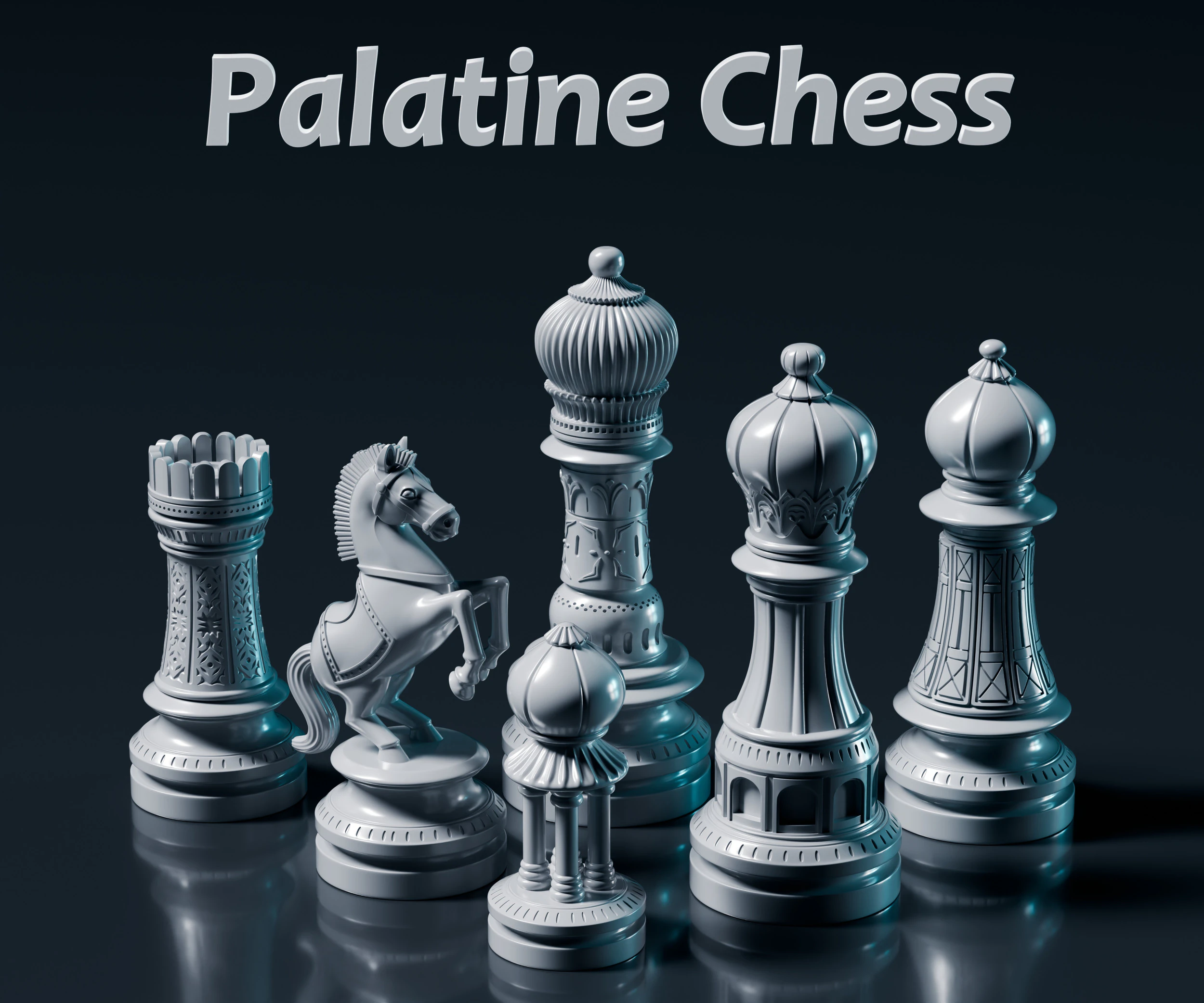 Palatine Chess Set 3D Print Model .c4d .max .obj .3ds .fbx .stl .blend