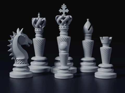 Premium Luxury Chess Set Include Two Variations 3D Print Model