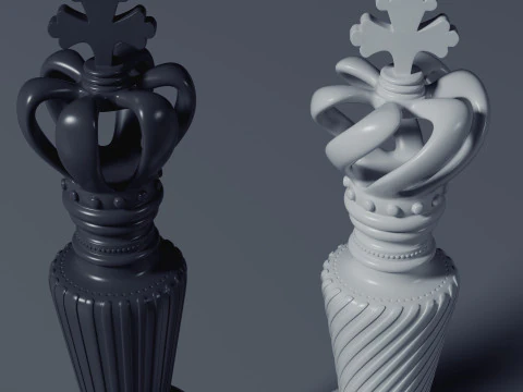 Premium Luxury Chess Set Include Two Variations 3D Print Model