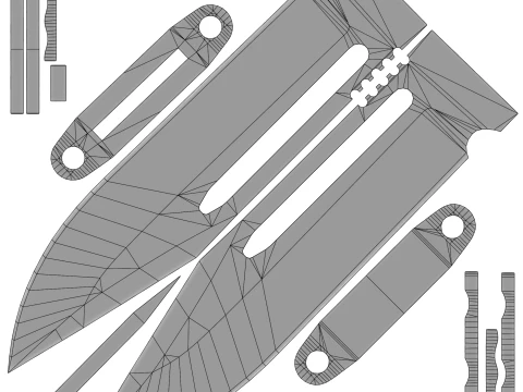 Military Tactical Combat Knife - Game Ready 3D Model