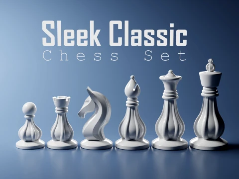 Sleek Classic Chess Pieces Set 3D Print Model