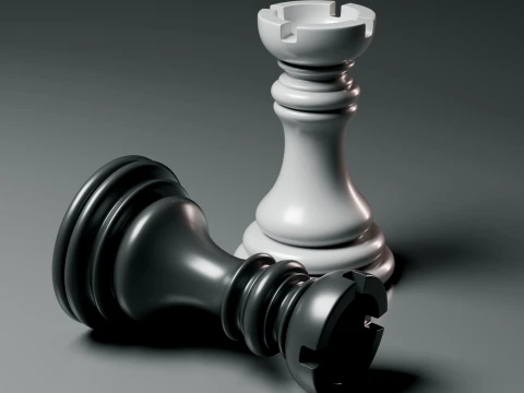 Elegant Modern Chess Pieces Set 3D Print Model